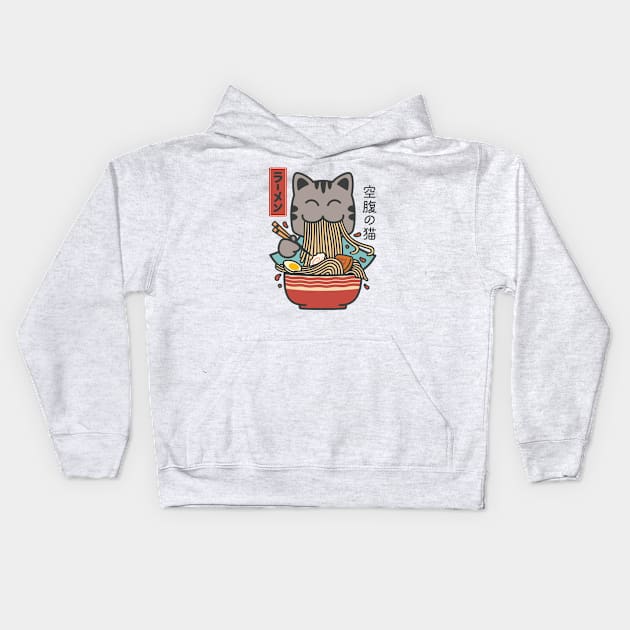 Ramen Cat Kawaii Kids Hoodie by Fibr